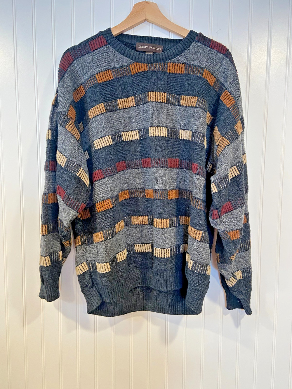 Liberty Sweaters Mens XL Blue Long Sleeve Cotton 90s Vintage Y2K Preppy Casual